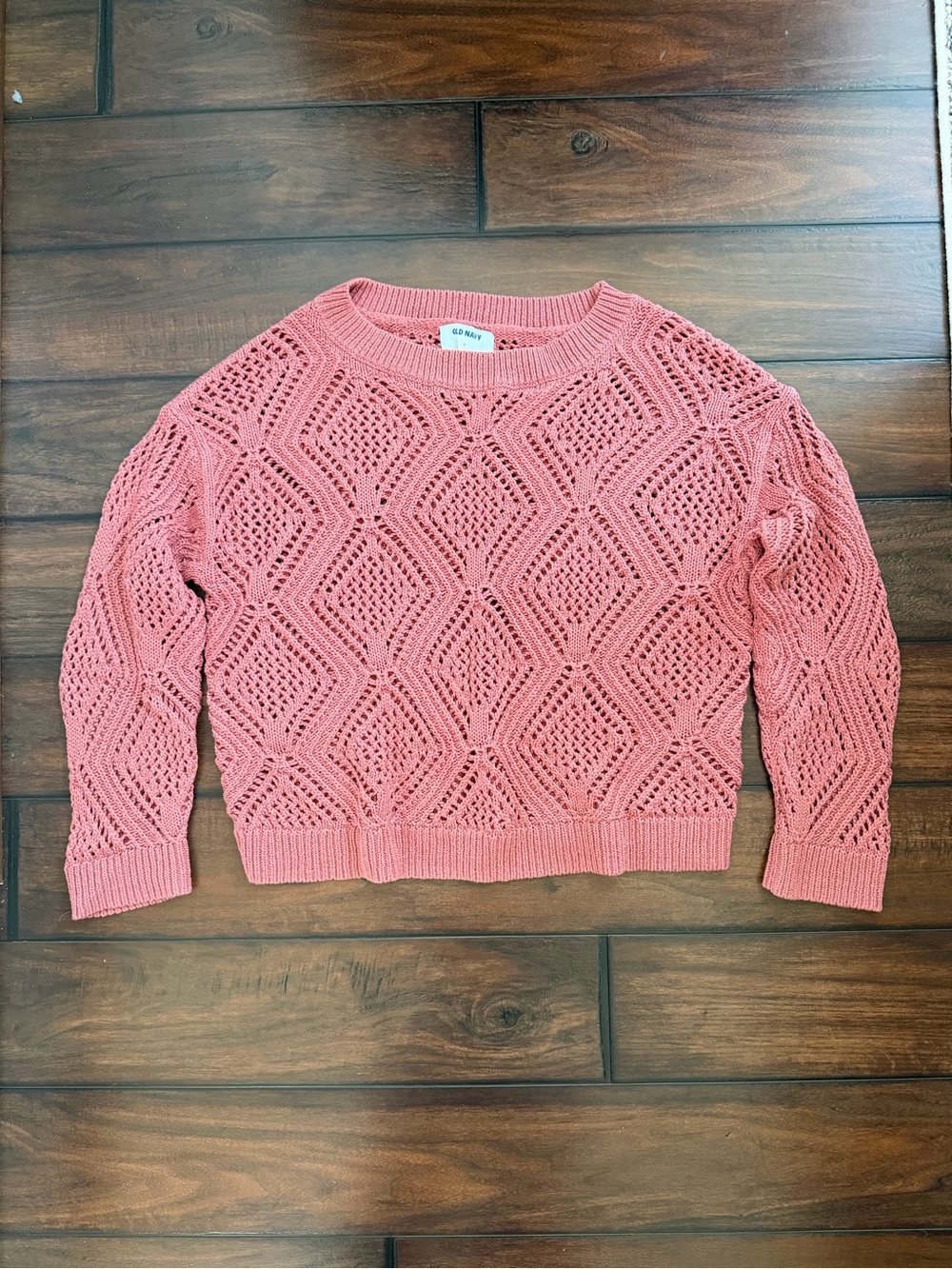 Old Navy Open-Knit Diamond Sweater - Rose Pink